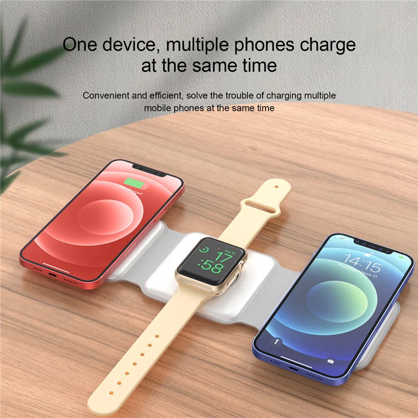 100W 3 in 1 Magnetic Wireless Charger Pad Stand for iPhone 15 14 13 12Pro Max Airpods iWatch Fast Wireless Charging Dock Station