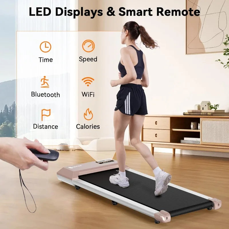 DeerRun 2024 Upgrade Treadmills for Home, Smart Raceable Powerful Quiet Walking Pad Treadmill, Remote Control & Smart App