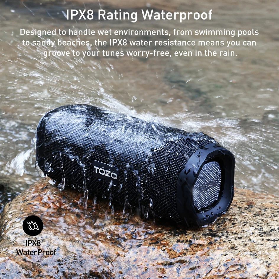 TOZO PA2 Bluetooth Speaker with Dual Drivers & Dual Bass Diaphragms Deep Bass Loud Stereo Sound 25H Playtime Wireless Speaker