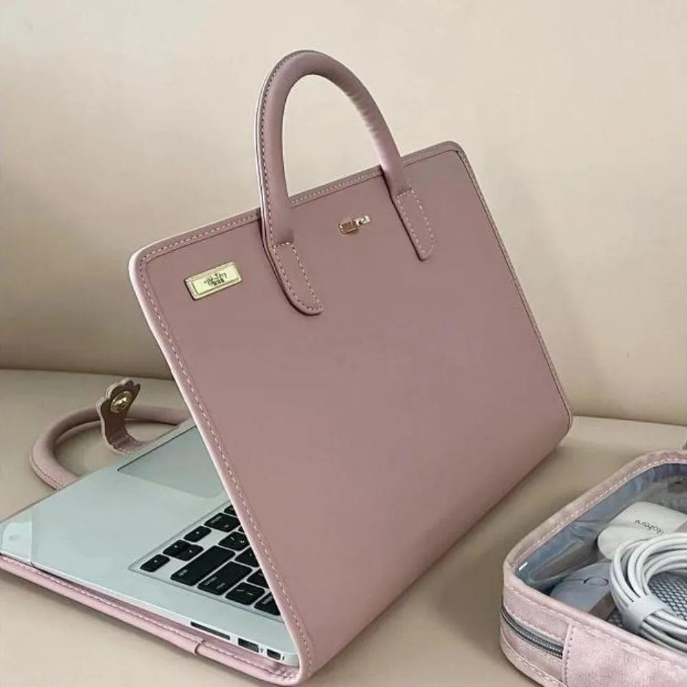 Pink Laptop Sleeve Fashion with Handle PU Laptop Protective Case Laptop Bag for for Macbook,Lenovo,Xiaomi,Huawei