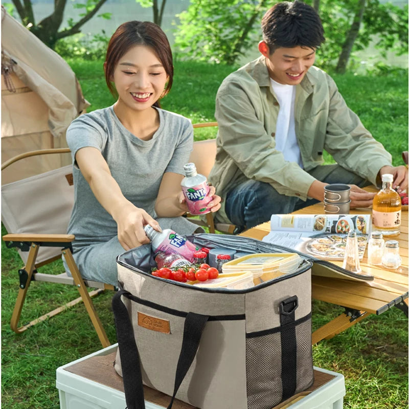 30L Camping Soft Cooler Bag Large Insulated Picnic Lunch Bag Cooling Bag with Hard Liner for Outdoor BBQ Family Activities