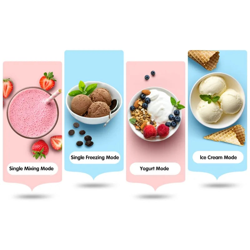 Home Kitchen Ice Cream Maker with Compressor, No Pre-Freezing, Stainless Steel Ice Cream Maker Machine with LCD Display, Timer