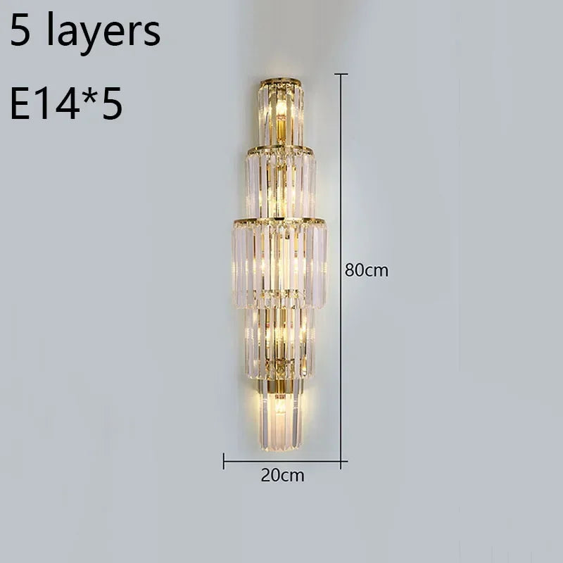 Contemporary Multi-Light Wall Sconce with Crystal Accents