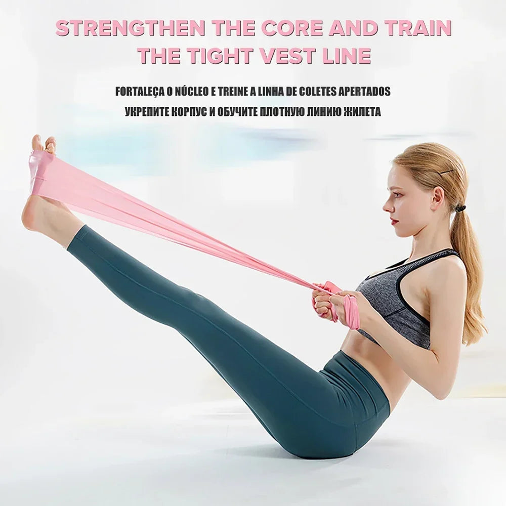 Length 200cm Yoga Pilates Stretch Resistance Band For Gym Fitness Exercise Band Training Elastic Rubber Rubber