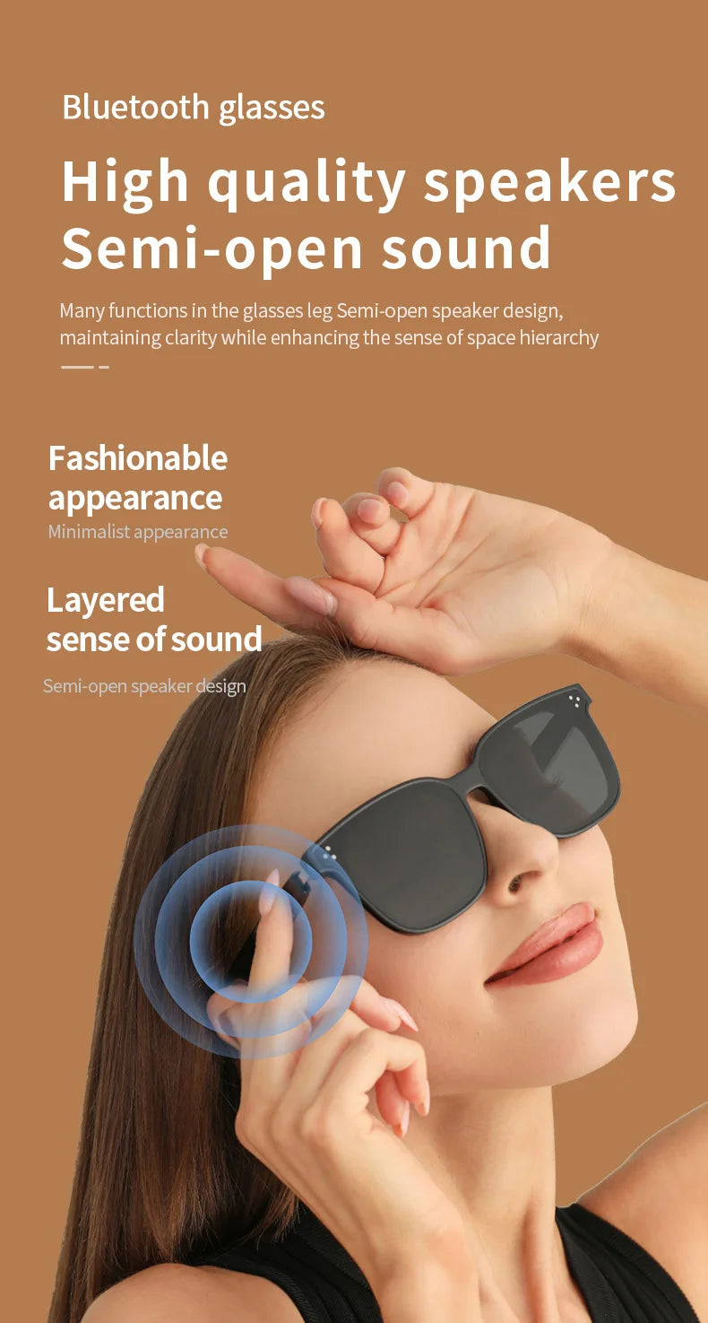 Bluetooth Smart Audio Glasses For Listen To Music And Call Fishing Driving UV 400 Protection Sunglasses Fast Charging Headphone