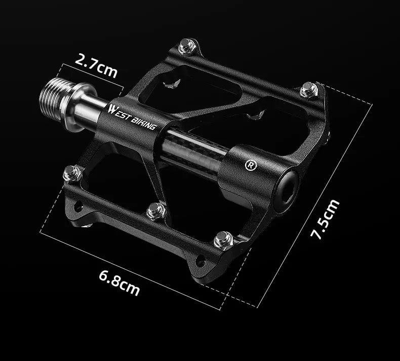 WEST BIKING Ultralight Road Bike Pedals Titanium Shaft Carbon Tube Lightweight Racing Bike Pedals 3 Bearings Non-Slip Pedals