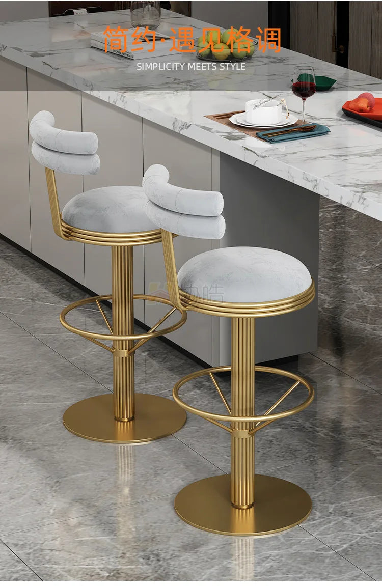 Dining Cafe Bar Stool Home Luxury Reception Modern Metal Chair Banquet Design Tall Bancos Para Barra Furniture Counter TD50DC