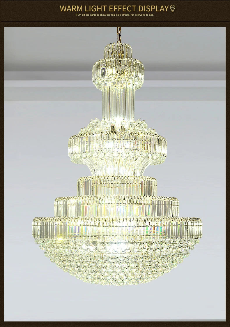 Villa Duplex Building Hollow Living Room Restaurant Light Luxury Crystal Chandelier Classic Hotel Lobby Exhibition Hall Lighting