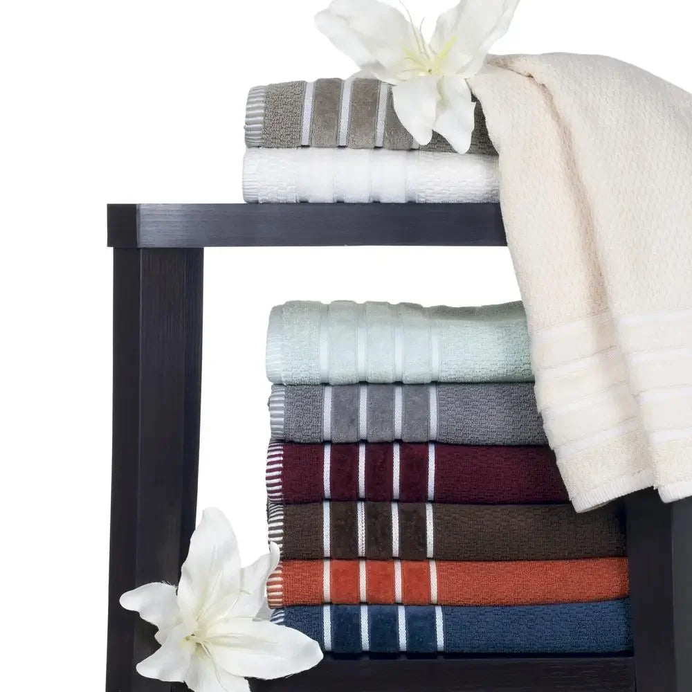 Luxurious Navy Bathroom Towel Set 6-Piece Combed Cotton Absorbent Loop Design Easy Care Towel Set