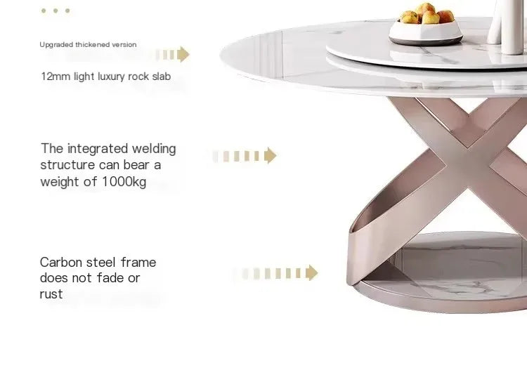 Nordic Luxury Dining Tables Round Simple Design Slate Bedside Table Modern Metal Juegos De Comedor Kitchen Furniture HD50CZ