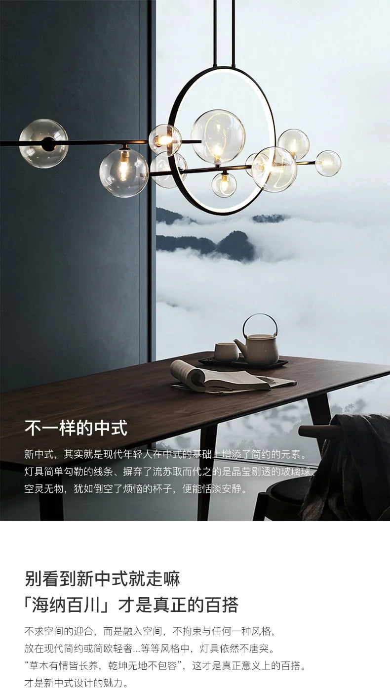 Modern LED Ceiling Novelty Glass bubble Chandelier Nordic Dining room Lamp Restaurant lighting Kitchen Home Decor Hanging lights