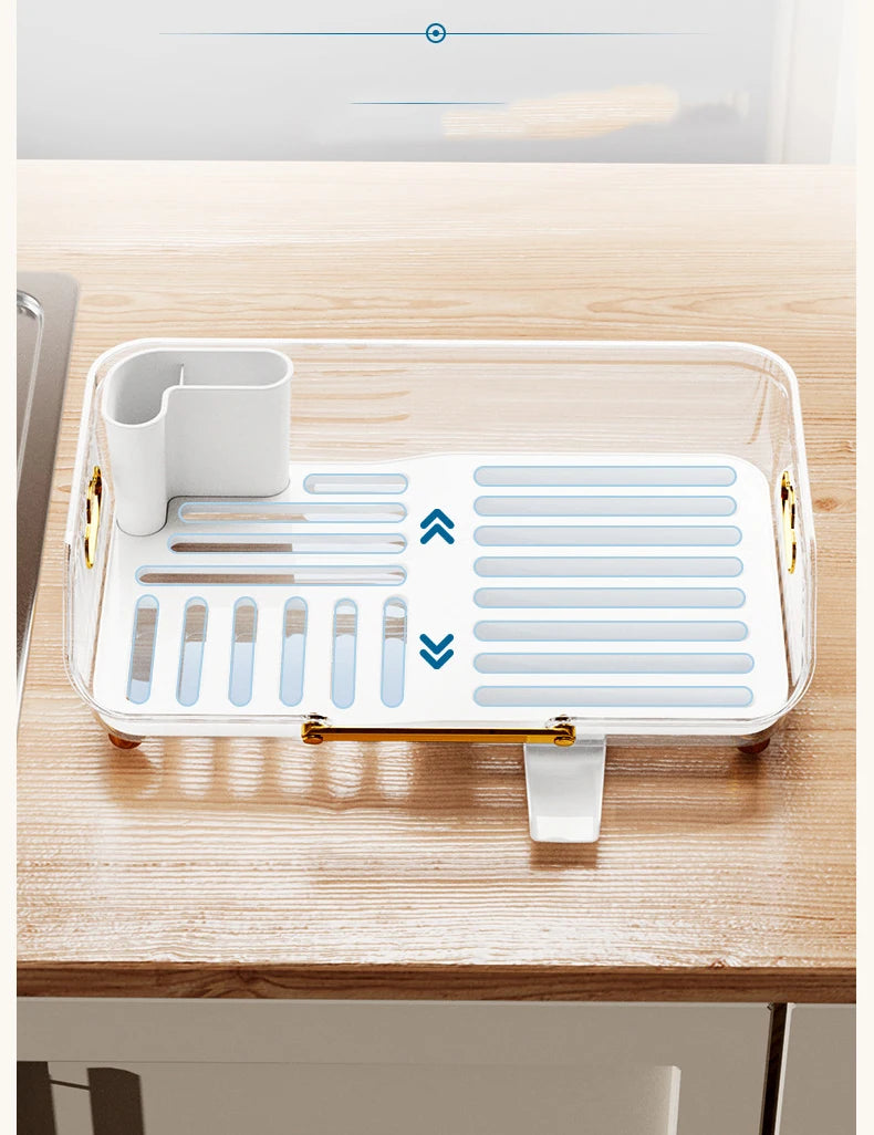 Luxury Dish Drying Rack Eco-friendly Drainer Rack With Drain Basket Tableware Bowl Organizer Kitchen Utensils Dish Storage Rack