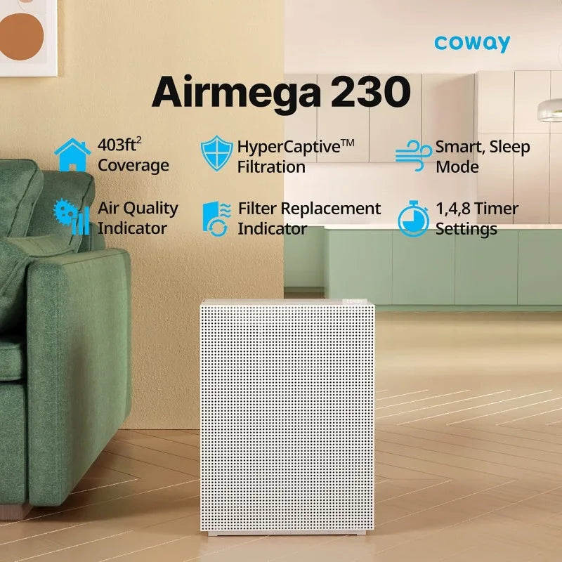 COWAY Air Purifiers for Home Bedroom   Washable Filter,   Air Purifier with Air Quality Monitor, Cleaning Appliances