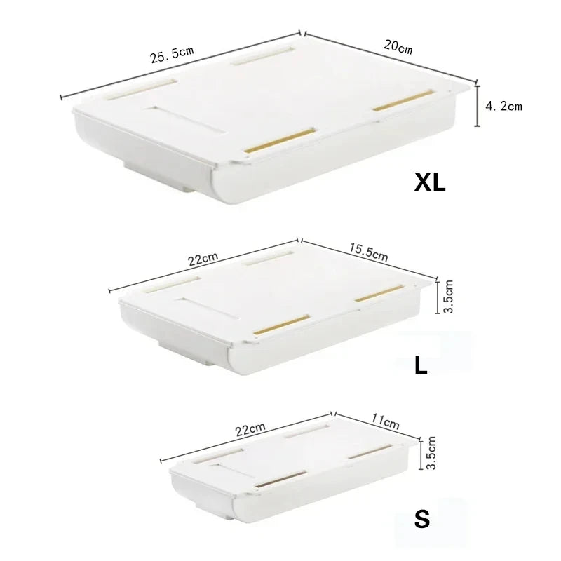 Hidden Desk Storage Box Storage Drawer Self-Adhesive Plastic Desk Storage Rack Cosmetic Stationery Organizers