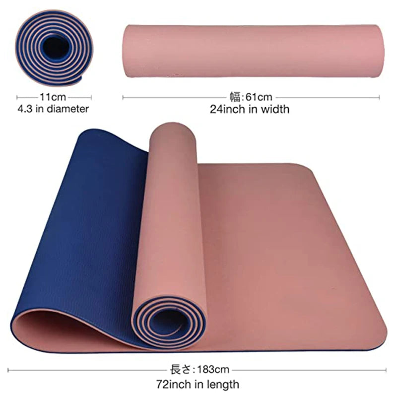 Thick two-color, non-slippery TPE yoga mat, high quality movement for fitness fitness in the home of the tasteless Pad180 * 57cm