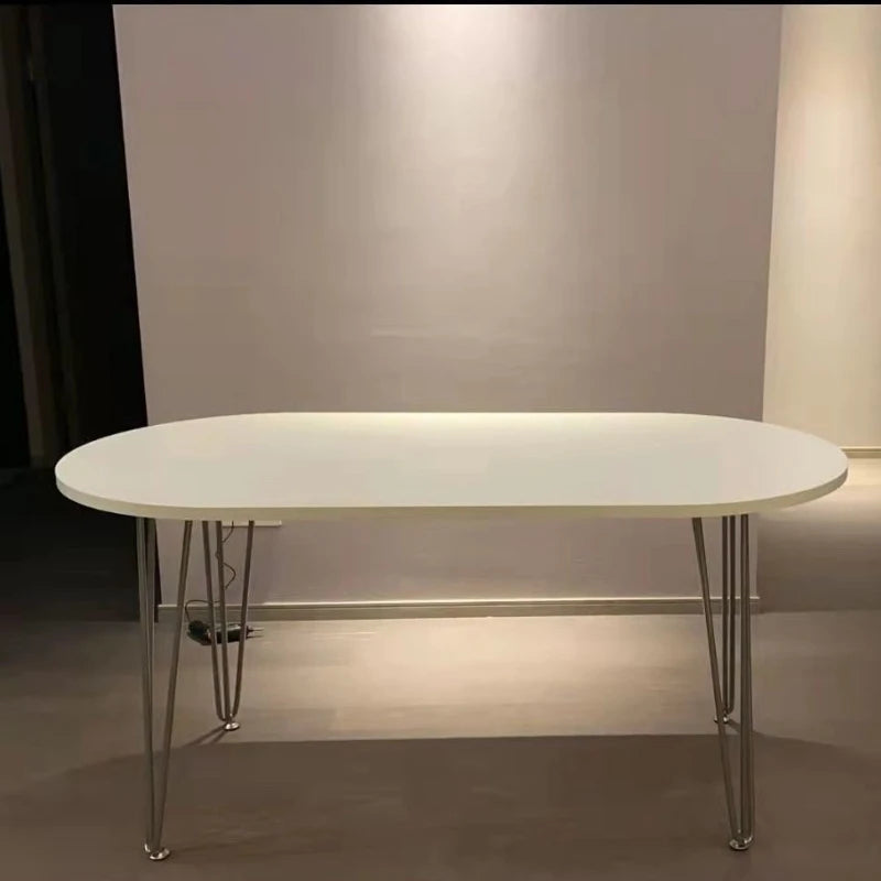 White Modern Kitchen Table Oval Minimalist Study Simple Dining Tables Nordic Design Mesas De Jantar Small Furniture HD50CZ