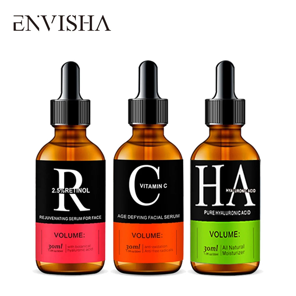 ENVISHA Retinol Facial Serum Hyaluronic Acid Vitamin C Anti-Wrinkle Aging Whitening Skin Care Shrinking Pores Moisturizing