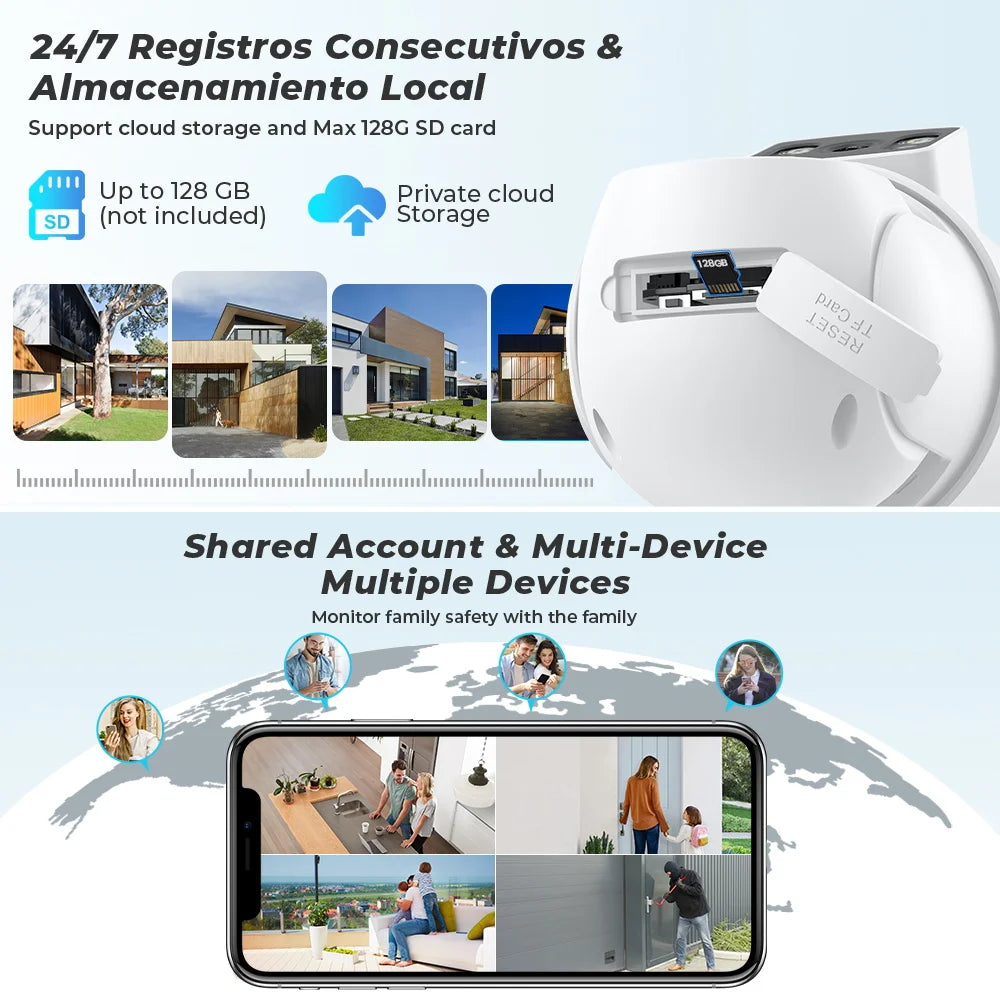 Outdoor Wireless Security IP Camera 4K 8MP HD Dual Lens External Wifi PTZ Camera Auto Tracking Street Surveillance Camera iCsee