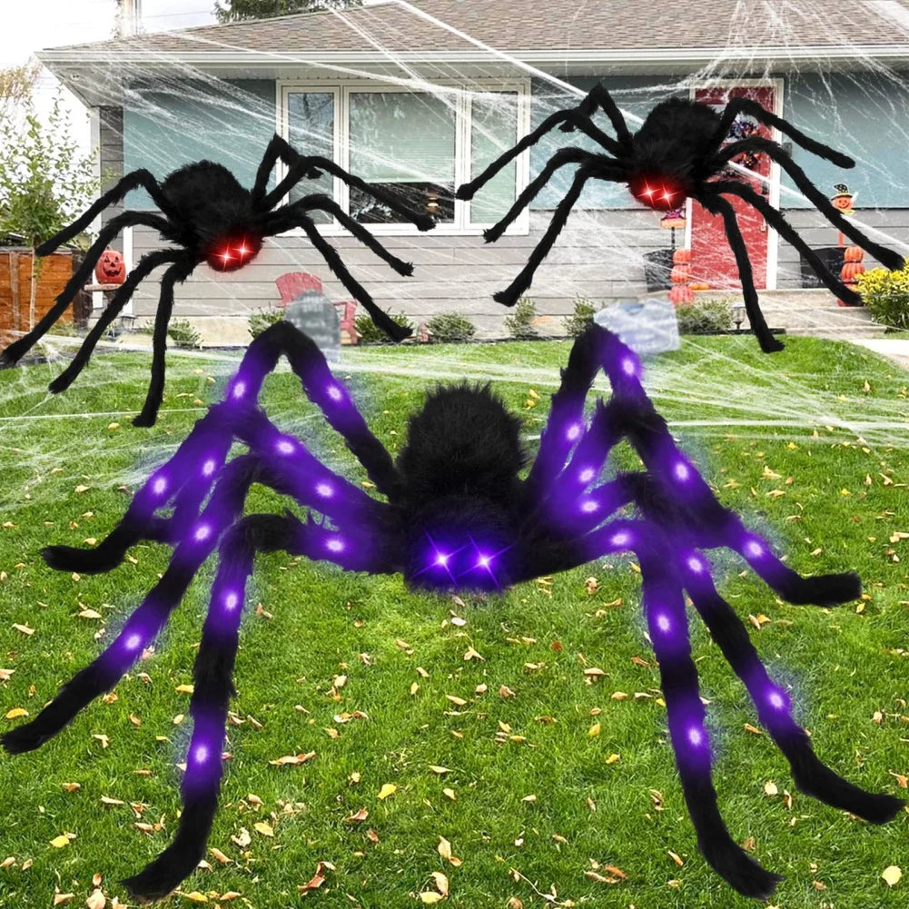 Light-up Spider Halloween Decoration,Big Lighted Spider for Scary Halloween Outdoor Indoor Yard Home Party Haunted House Décor