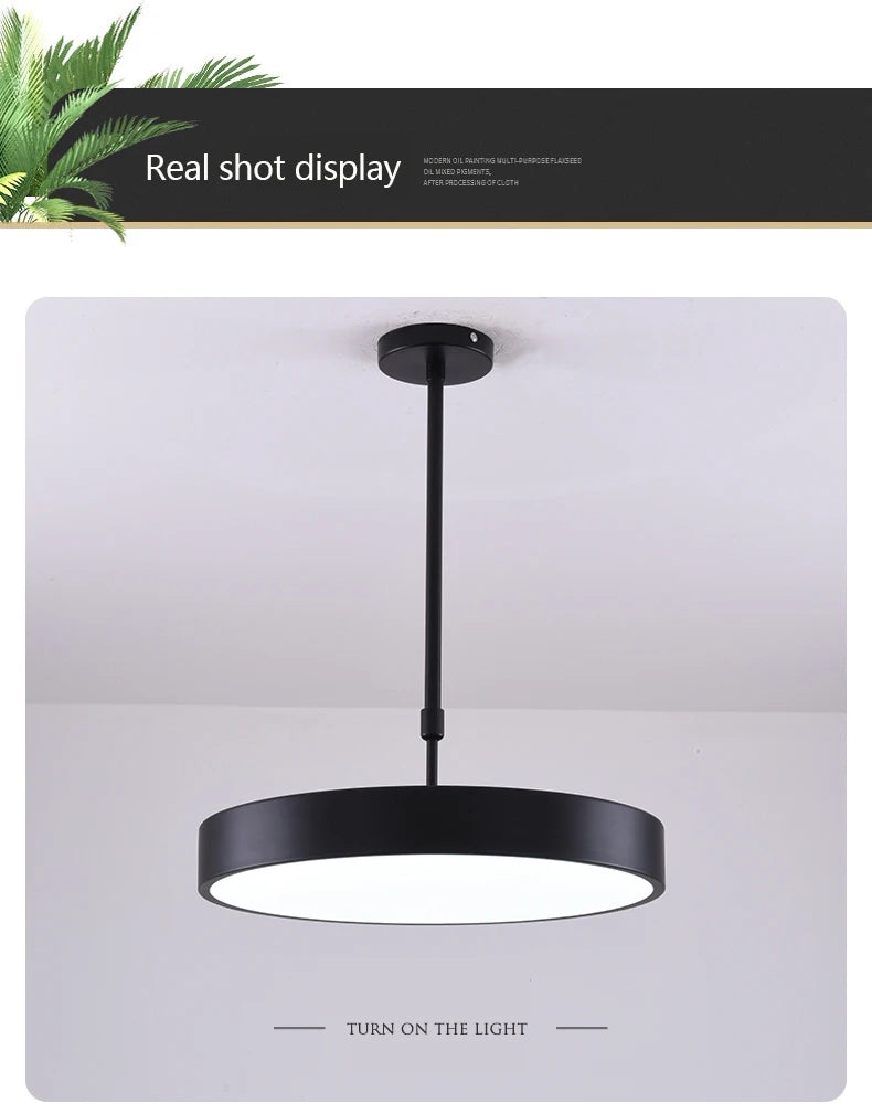 Modern simple led round ceiling lamp restaurant study clothing store shop office lamp creative personality chandelier