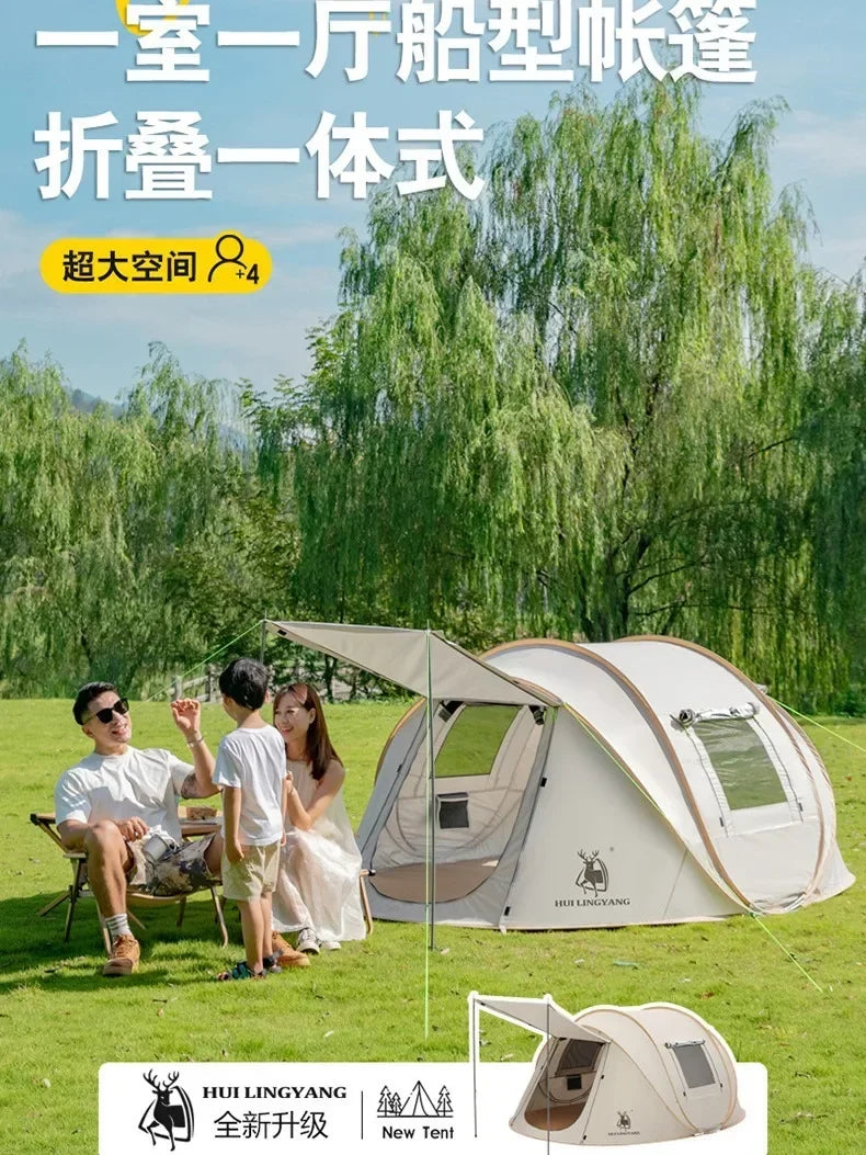 One-touch Tent for 3-4 People Automatic 1-person Outdoor Camping Waterproof Ultralight 4 Seasons Pop-up Shelter Campaign House