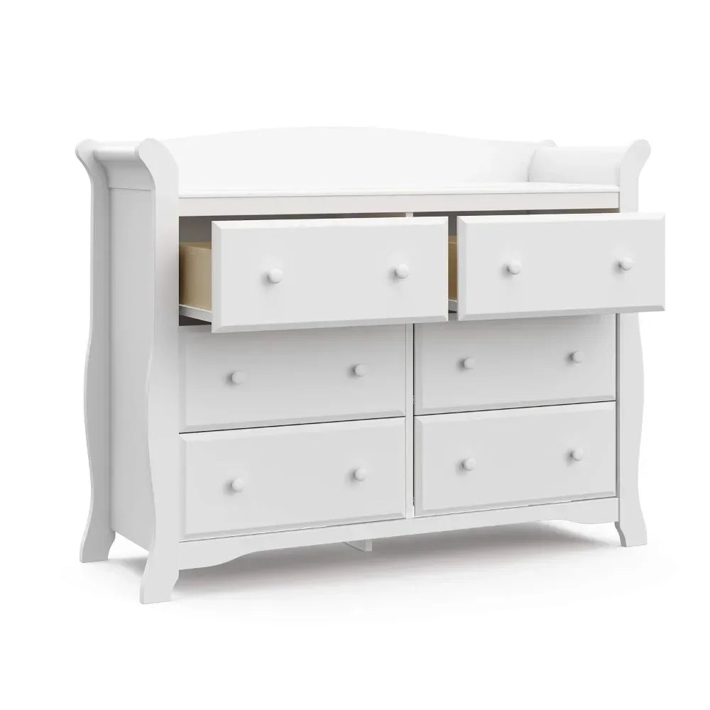 Avalon 6 Drawer Double Dresser (White) – Dresser for Kids Bedroom, Nursery Dresser Organizer, Chest of Drawers