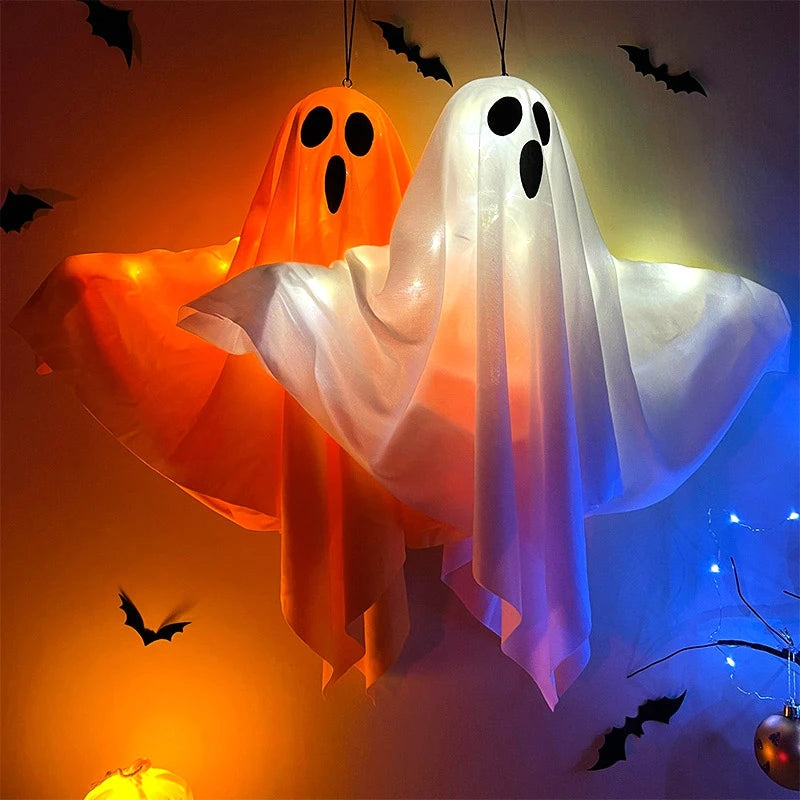 Halloween Party LED Glow Ghost Home Indoor Outdoor Decoration Supplies 2024 Haunted House Bar Hanging Horror Props with Lights