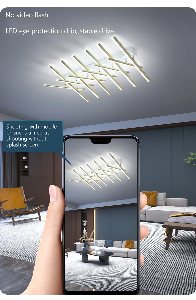 Modern Nordic  LED Ceiling Lamps For Living Dining Room With Remote Control Black Lights Office Bedroom Decor Square Chandeliers