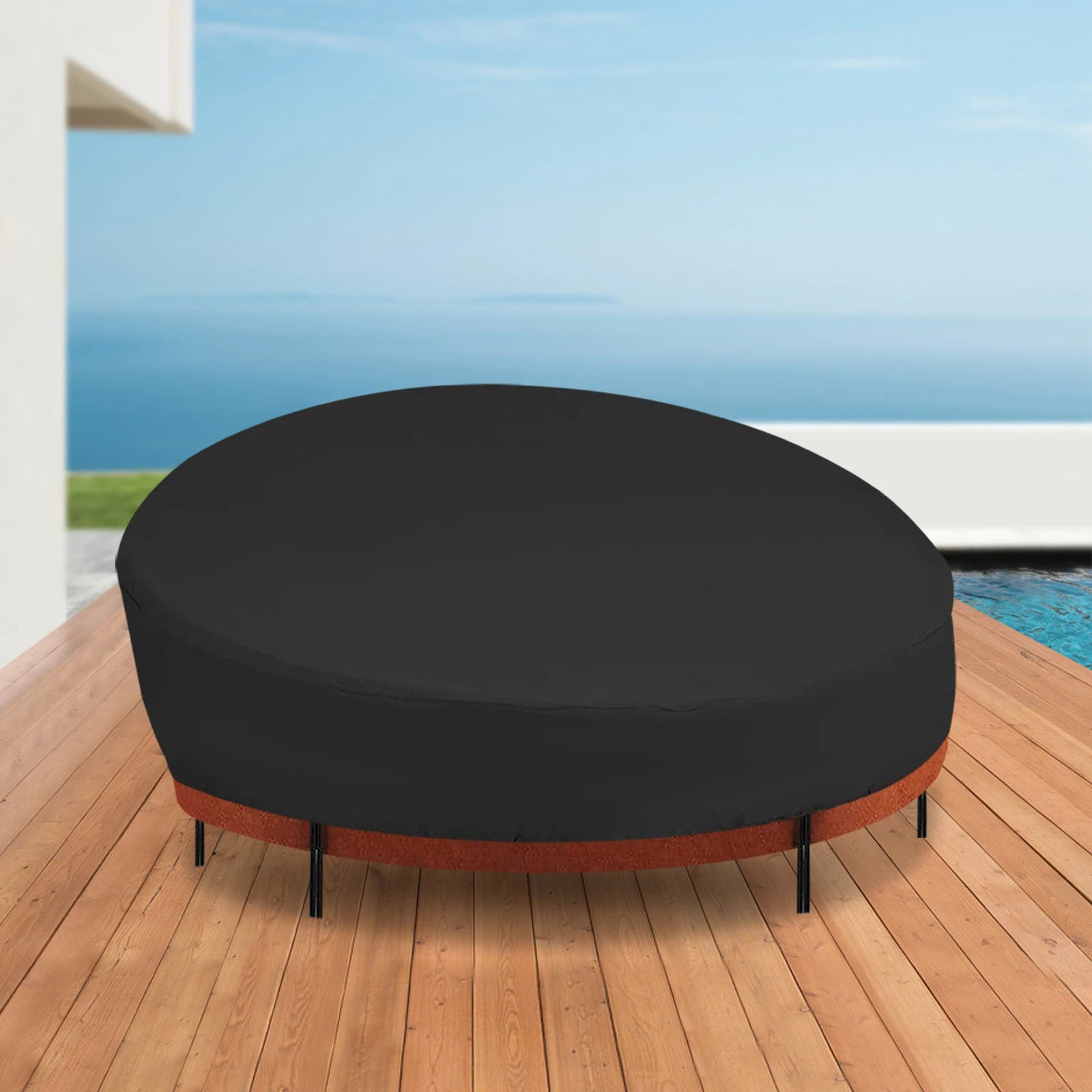 Outdoor Daybed Cover Heavy Duty Waterproof Round Canopy Sofa Bed Cover with Taped Seam Patio Furniture Set Cover All Weather