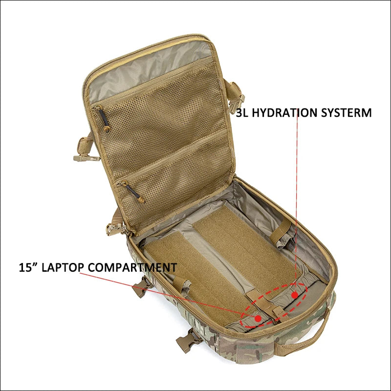 1000D Nylon Hunting Backpack Molle Plate Carrier Bag Light Weight Hiking Rucksack Compatible with Vest Sports Backpack