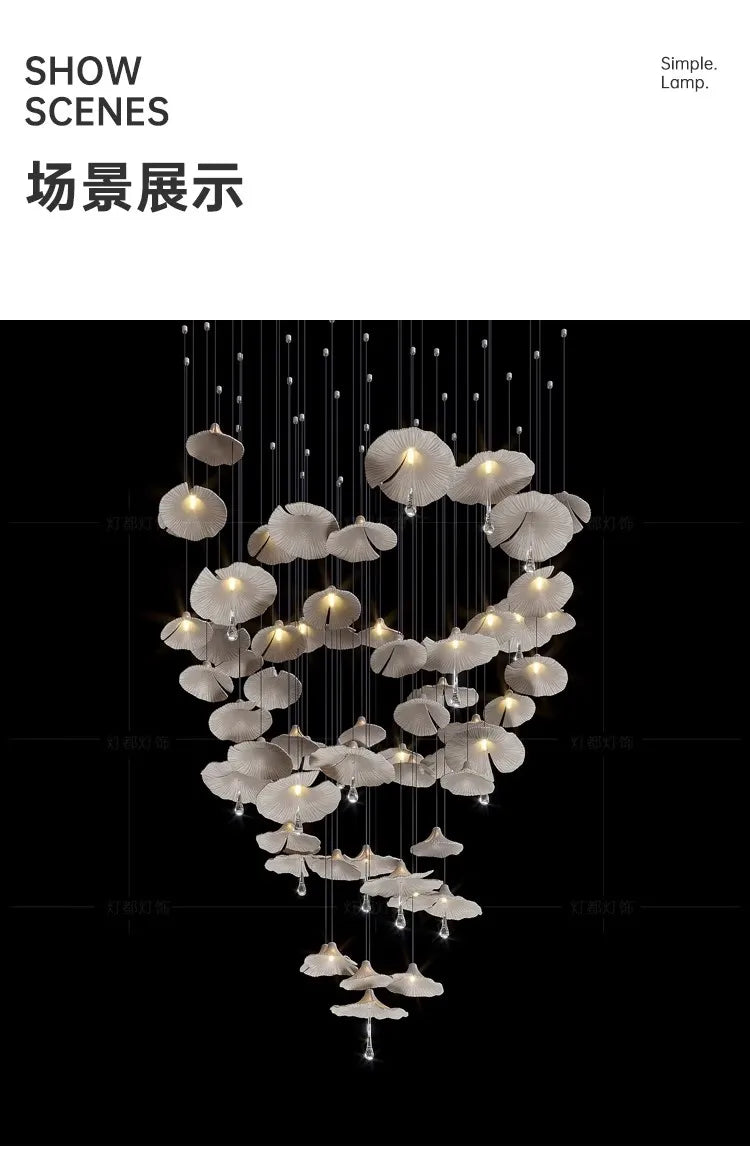 Personalized mushroom chandelier exquisite crystal light high-end atmospheric hotel lobby villa living room lighting