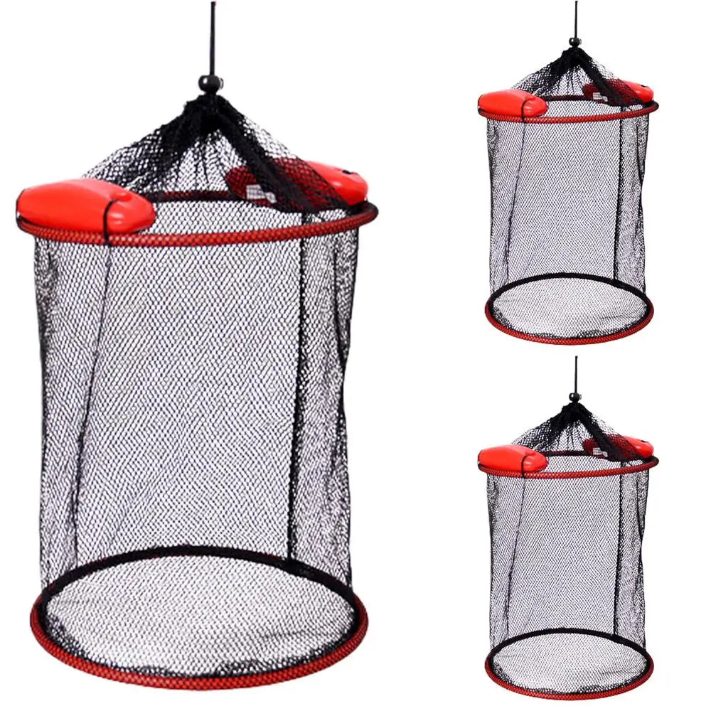 2024 Floating Fish Protection Sea Fishing Net Mesh Quick-drying Folding Fish Cage Thickened Woven Fish Basket