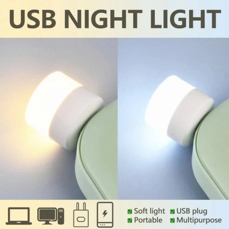 1-10pcs Portable USB Port Small Night Light Bedside Reading Book Lights Mini Bedroom LED Eye Protection Lamp