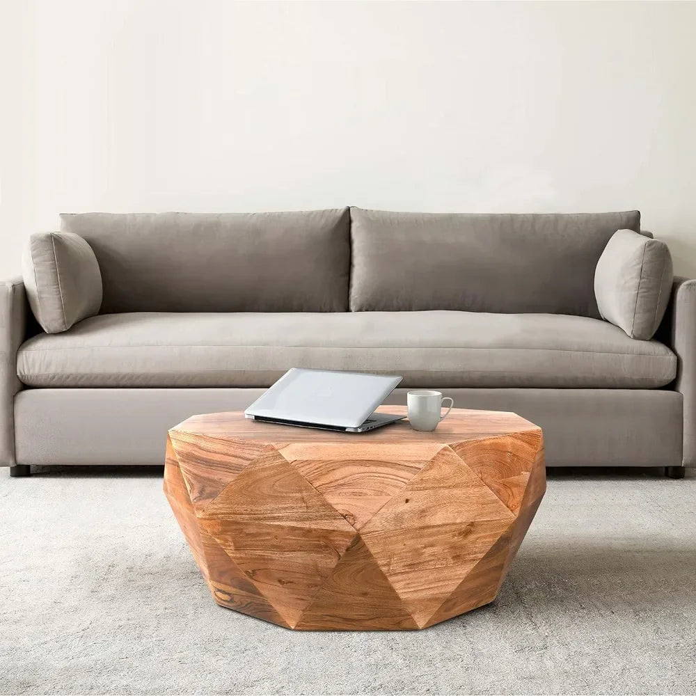 Modern Geometric Acacia Coffee Table