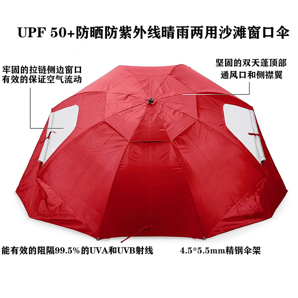 Cross border Amazon Sports Outdoor Portable Multi functional Sunshade Beach Tent Umbrella with Window Fishing Beach Umbrella