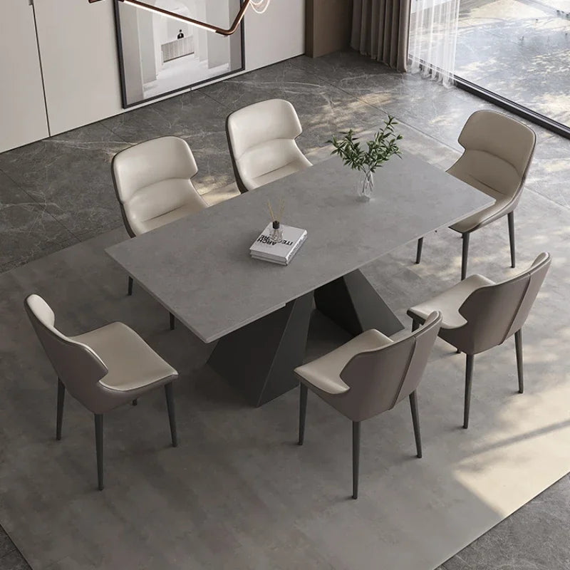 Modern Slate Dining Table Extendable Grey Simple Design Center Table Receptionist Nordic Mesas Comedor Kitchen Furniture HD50CZ