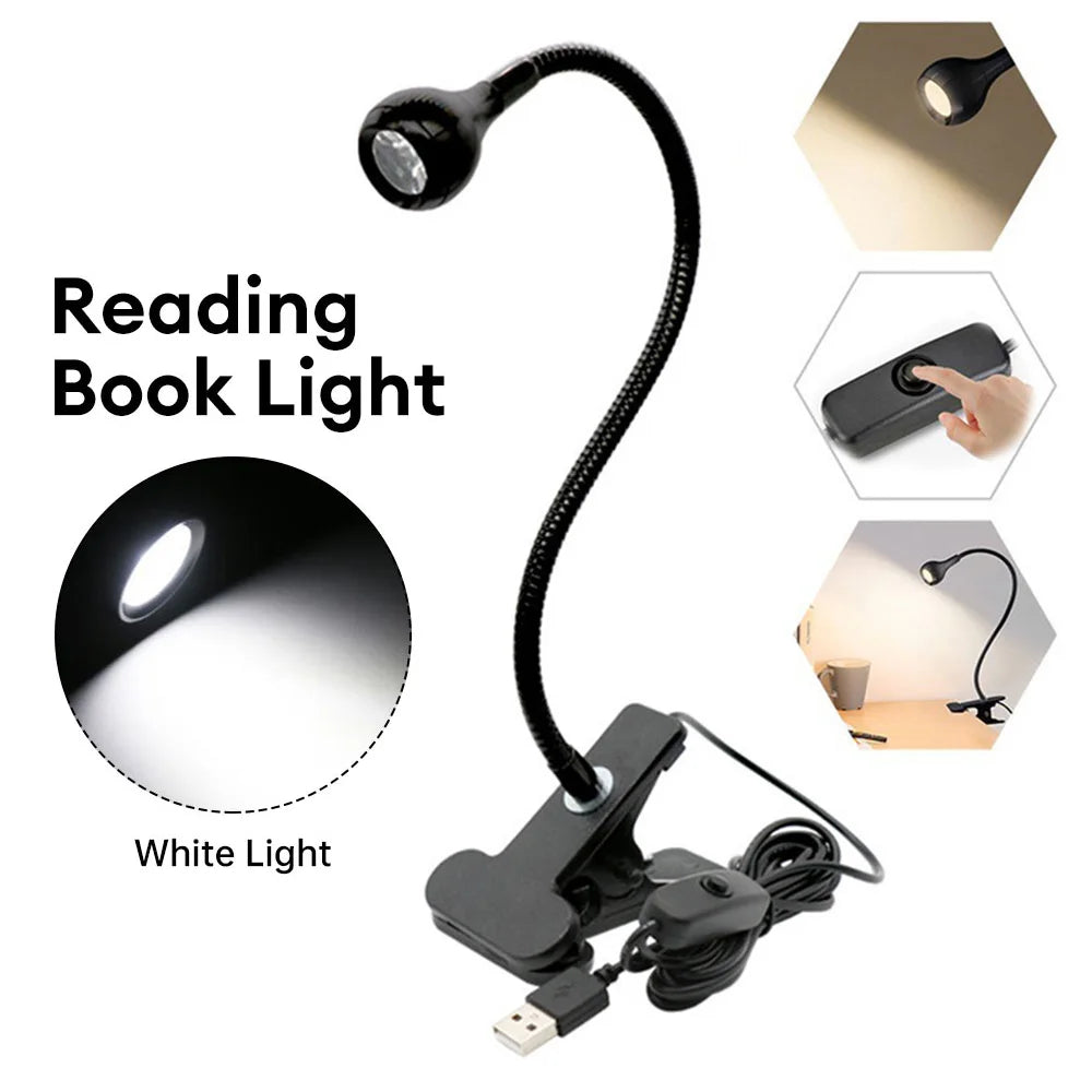 LED Desk Lamp Eye Protection Lamp Flexible Table Lamp USB Reading Light Adjustable Goosenecks Clip On Light Night Light