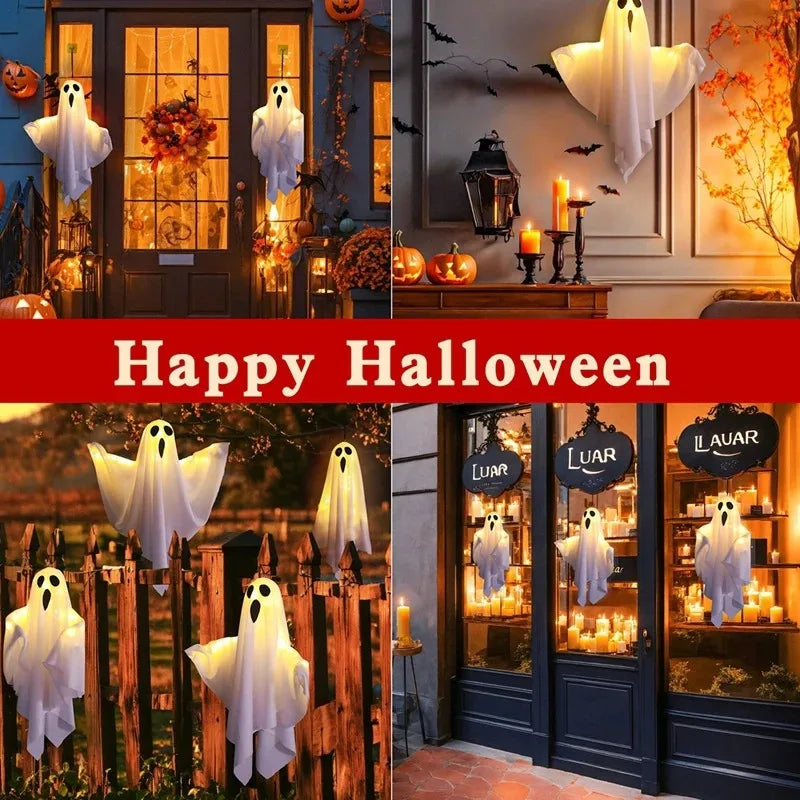 Halloween LED Glow Ghost Home Indoor Outdoor Decoration Party Supplies 2024 Haunted House Bar Hanging Horror Props with Lights