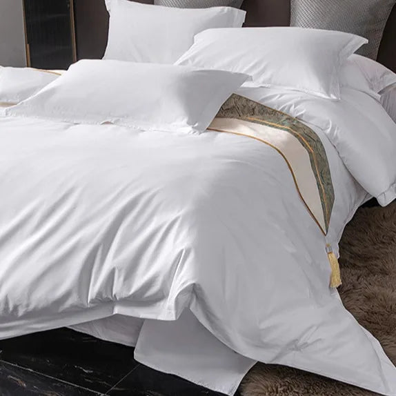 Hotel 4-piece set of homestay bedding, 60 count cotton white satin duvet covers, bed sheets, hotel linen