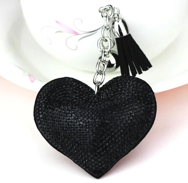 Luxury Brand Heart Shape Crystal Keychain Pendant for Women Bag and Car with Metal Keyring Key Accessories