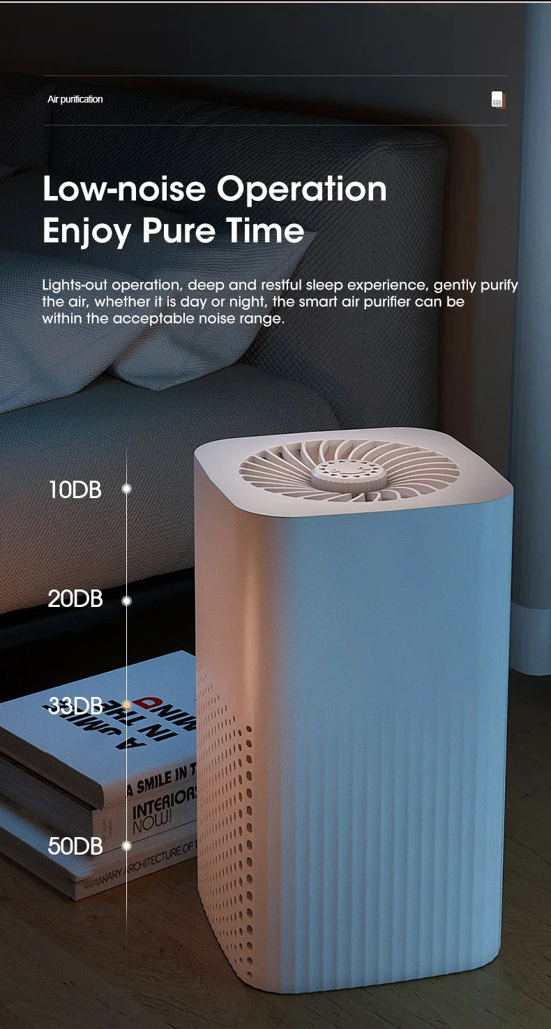 Smart Air Purifier Negative Ions Generator H12 HEPA Filter Purification Intelligent Desktop Air Purifier