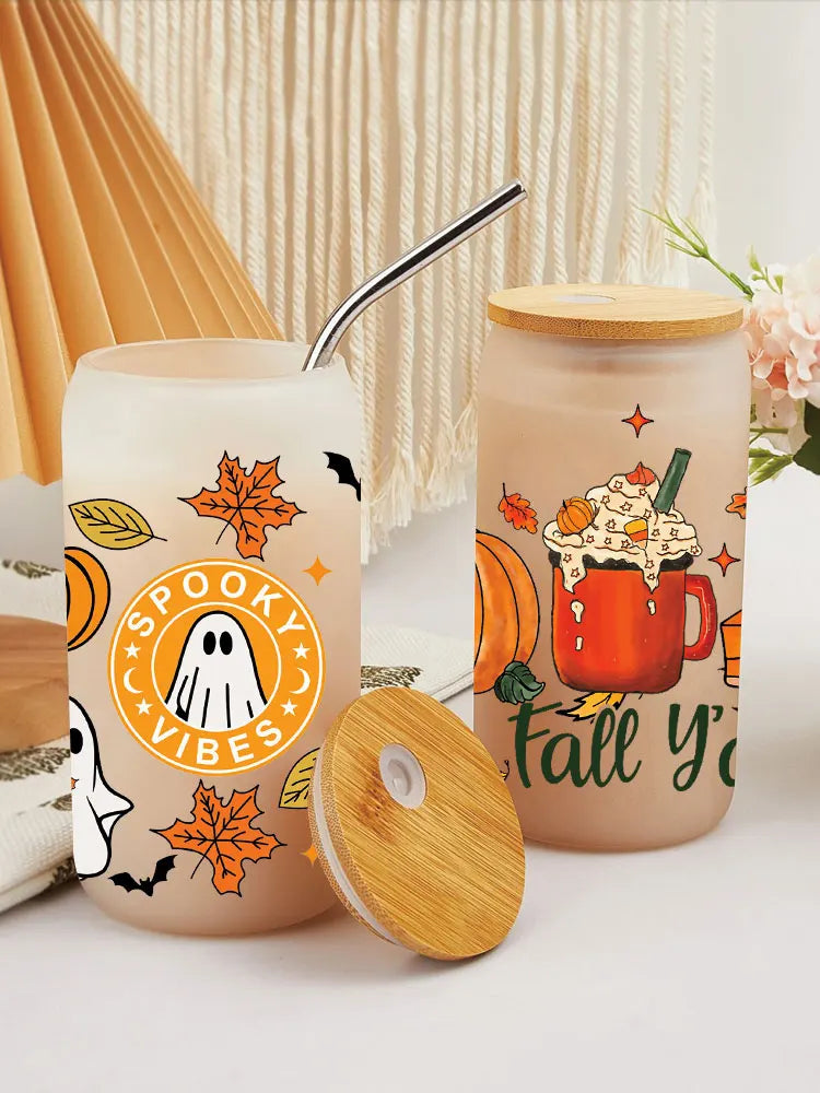 UV DTF Transfer Sticker Fall Theme For The 16oz Libbey Glasses Wraps Cup Can DIY Waterproof Easy To Use Custom Decals D3753