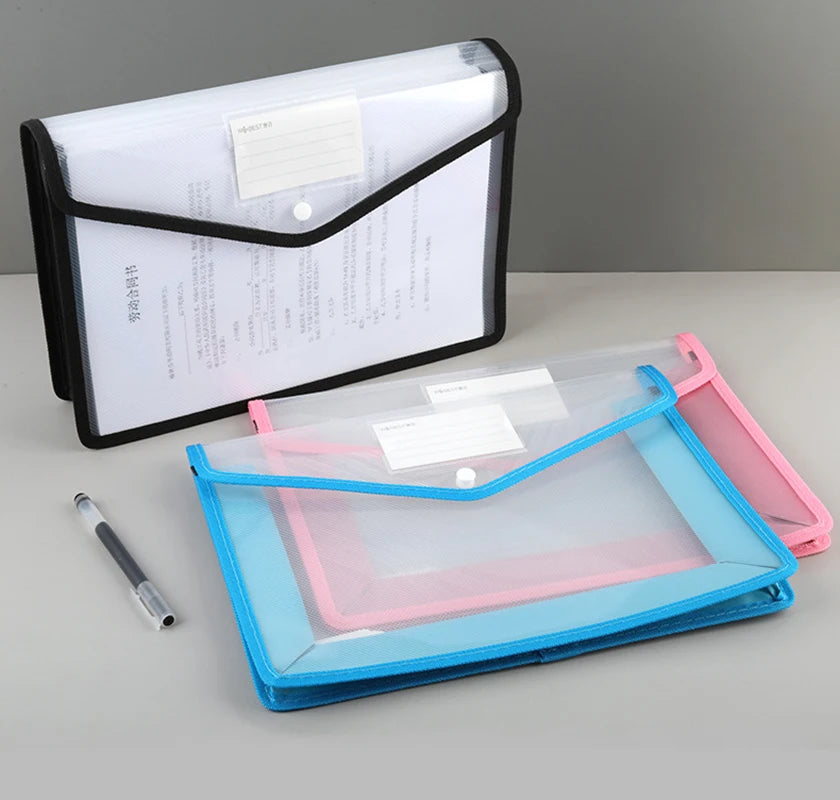 A4 A3 Document Bag Plastic Envelope Bag Large Capacity Document Organizer Pvc Waterproof Stationery Bag Office Metting Supplies