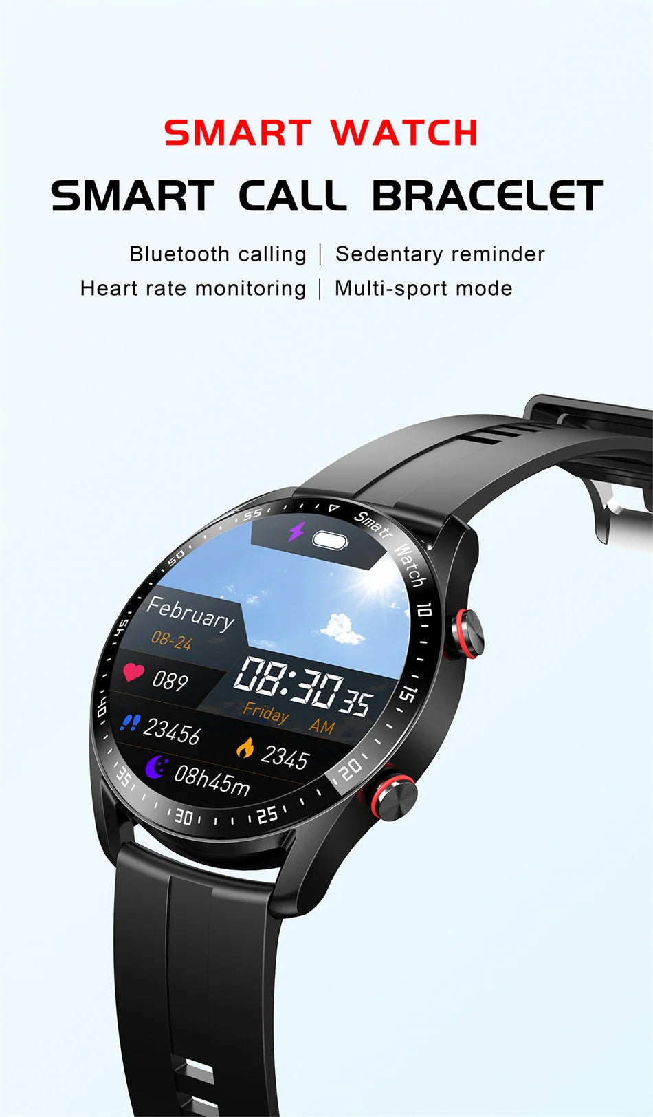 For Huawei 1.5 inch Smart Watch Men Bluetooth Call Heart Rate ECG Health Fitness Sports Watch Waterproof Business Man Smartwatch