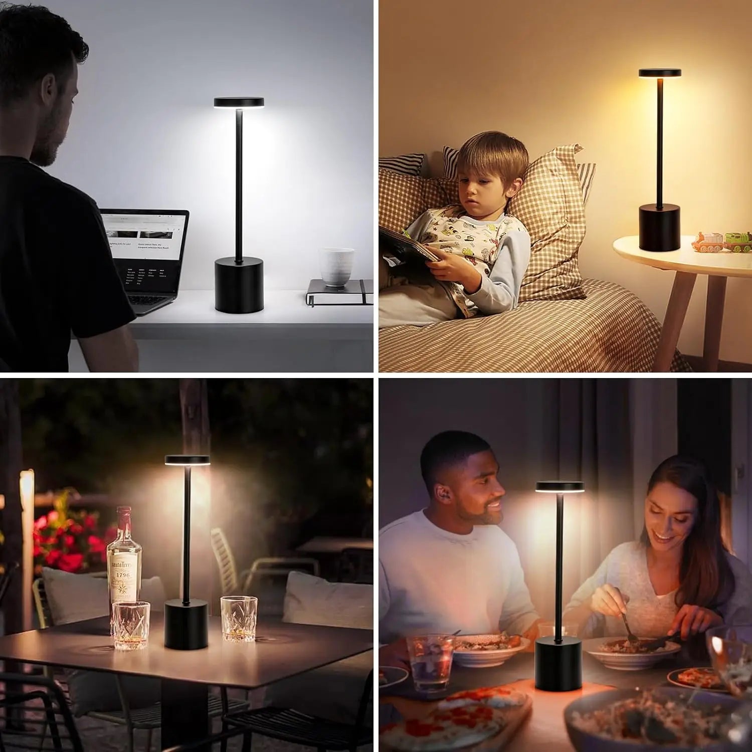 Table Lamp LED Touch Sensor Desktop Night Light Rechargeable Wireless Reading Lamp for Restaurant Hotel Bar Bedroom Decor Light