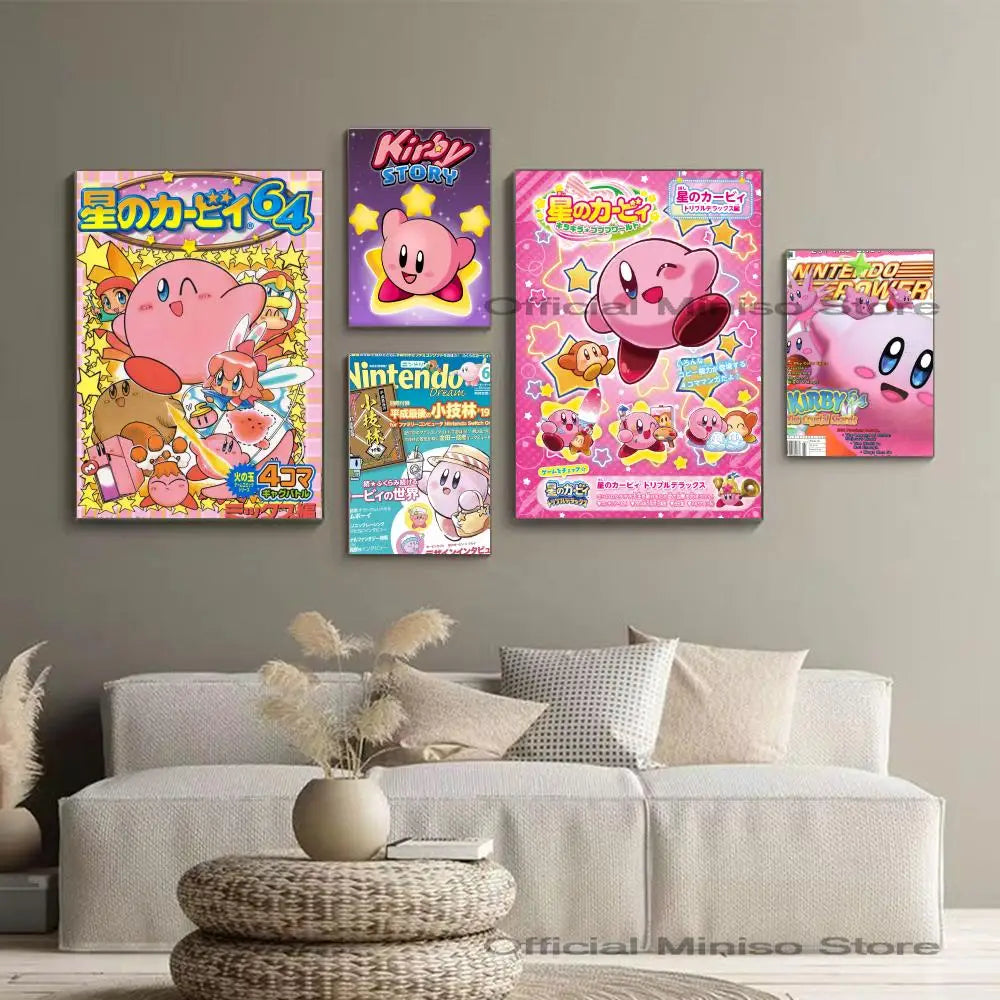 Cartoon Cute K-Kirby Poster Poster Paper Print Home Living Room Bedroom Entrance Bar Restaurant Cafe Art Painting Decoration