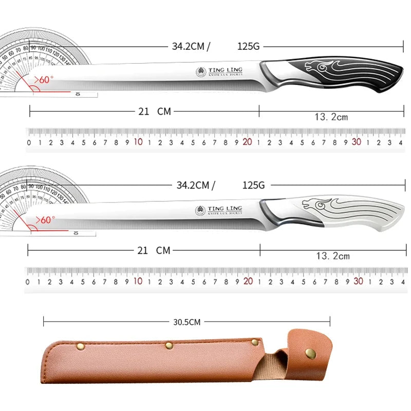 High-end kitchen stainless steel watermelon fruit knife, multi-functional carving knife, cooking bread barbecue knife