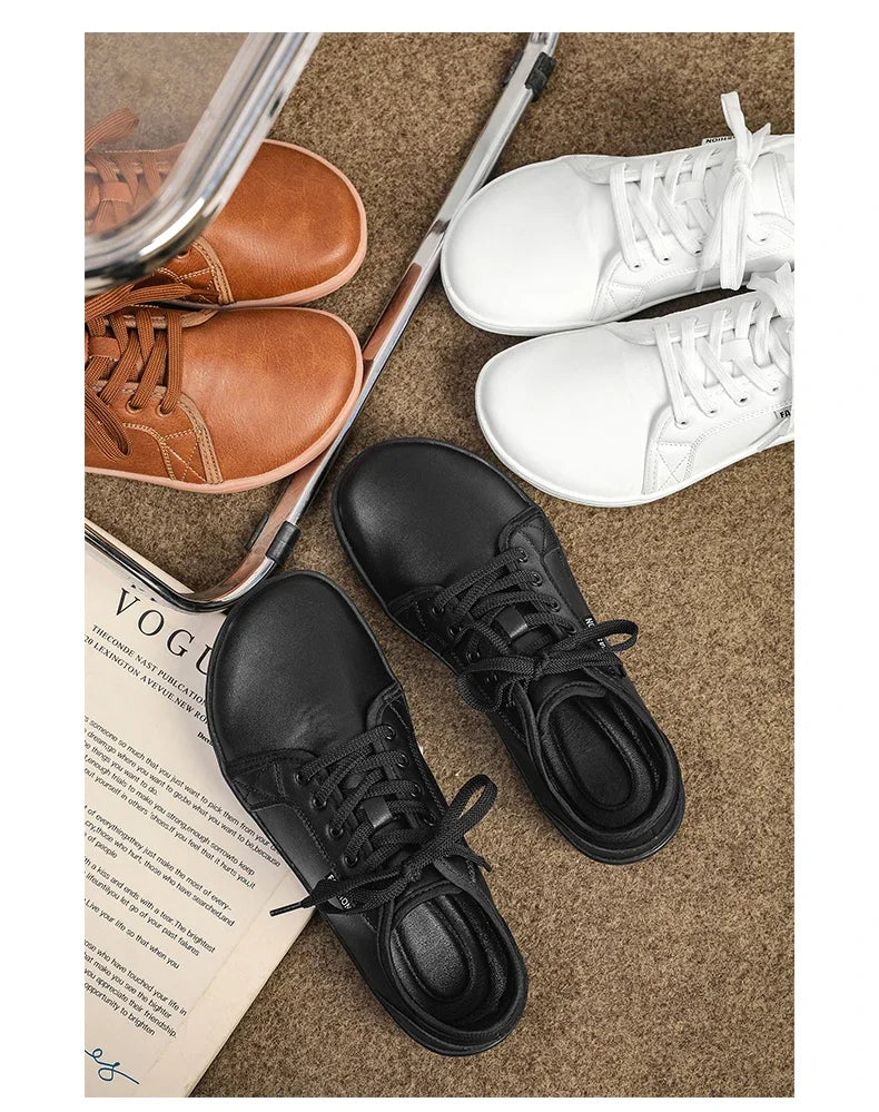 Men Shoes Wide Barefoot Shoes for Men Minimalist Leather Casual Shoes Breathable Comfortable White Shoes Walking Sneakers