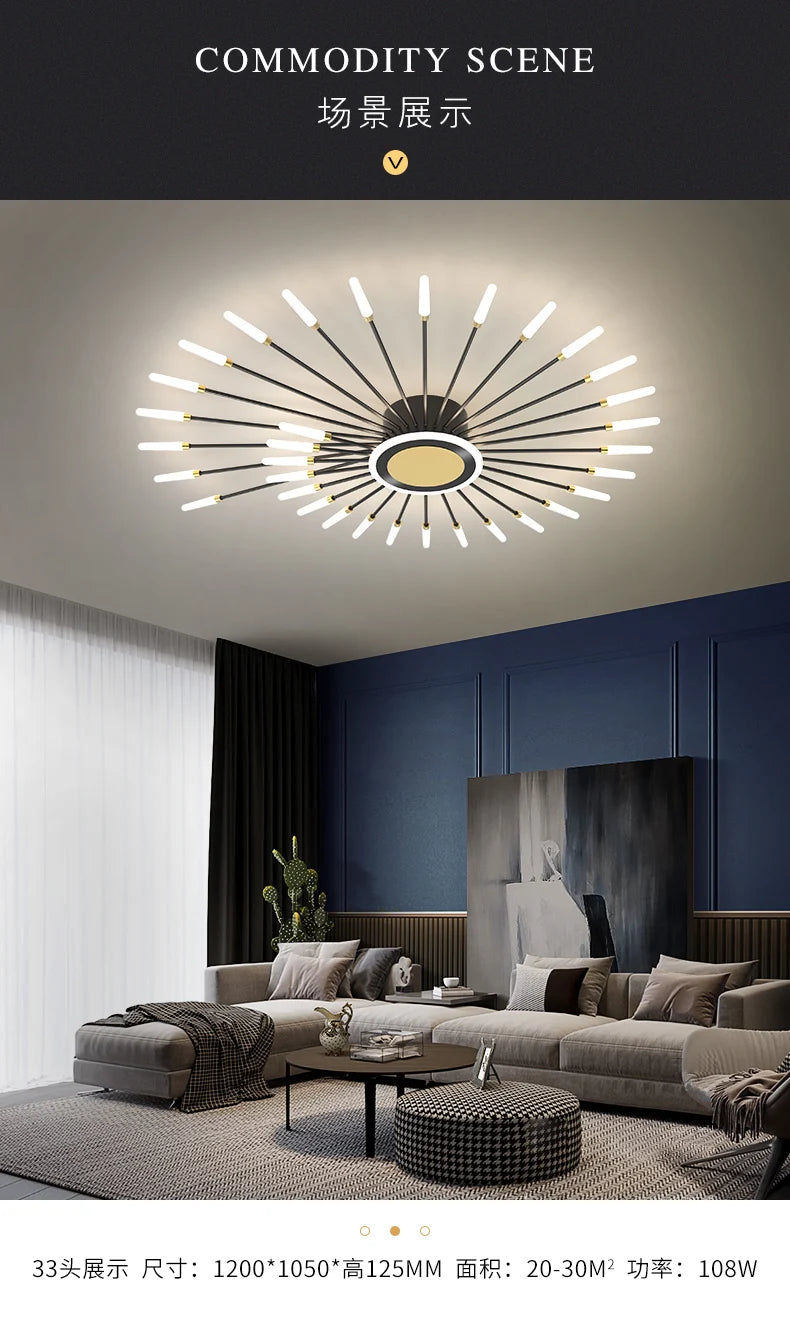 Modern Ceiling Chandelier lighting spiral firework shape Nordic living room Dimmable LED Lamps bedroom Home Decoration fixtures