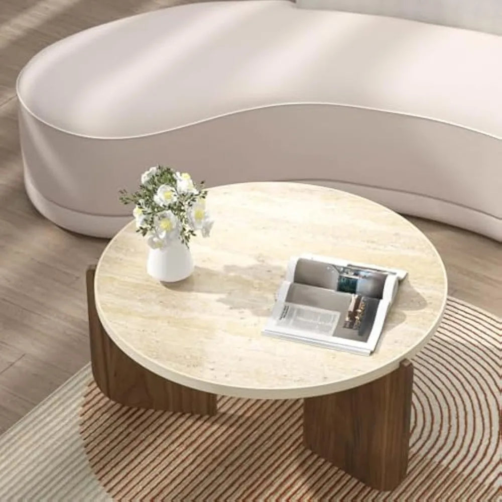 Modern Travertine-Style Coffee Table